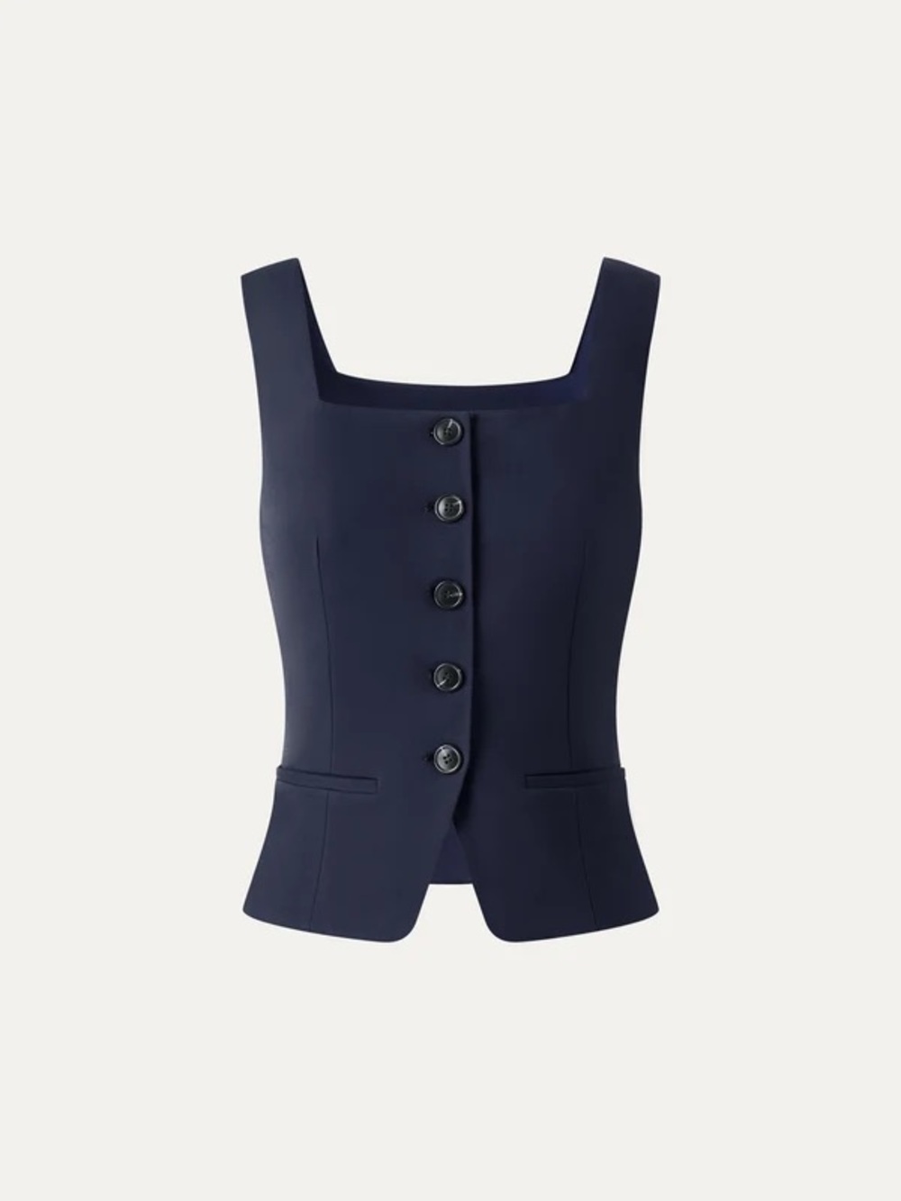 OGL Stretch Ponte Square Neck Cropped Waistcoat with Pockets